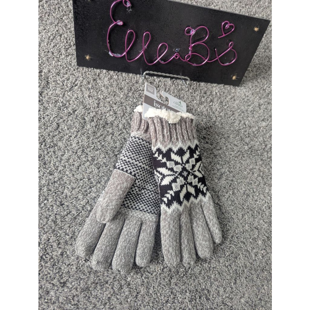 NWT Isotoner Heather Gray Eco Comfort Sherpa Lined Winter Gloves O/S
